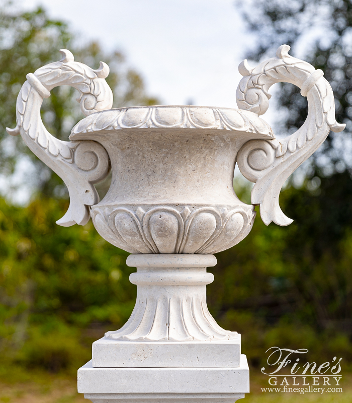 Marble Planters  - Classic Light Travertine Urns  - MP-529